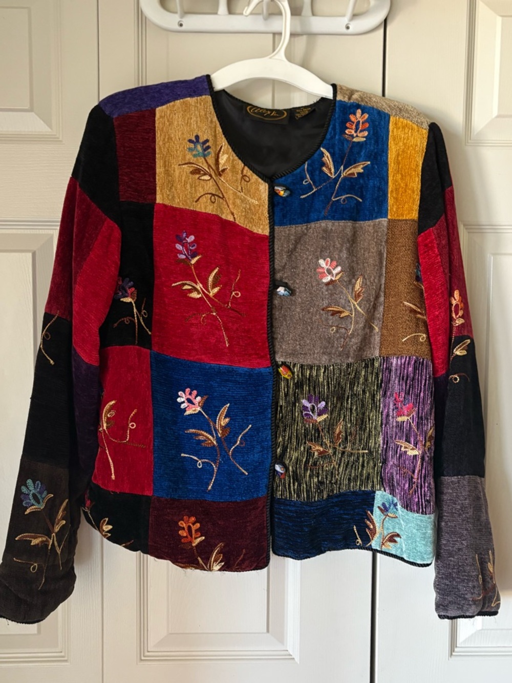Alex Kim | Patchwork pattern embroidery floral jacket. Lined. Size Large. - Picture 9 of 9